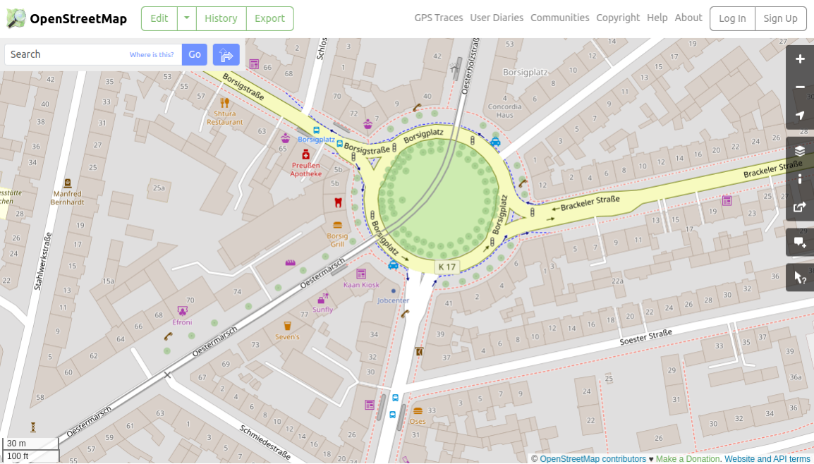 Screenshot of OpenStreetMap