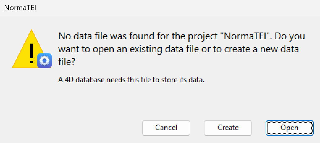 Crea un nuovo file dati