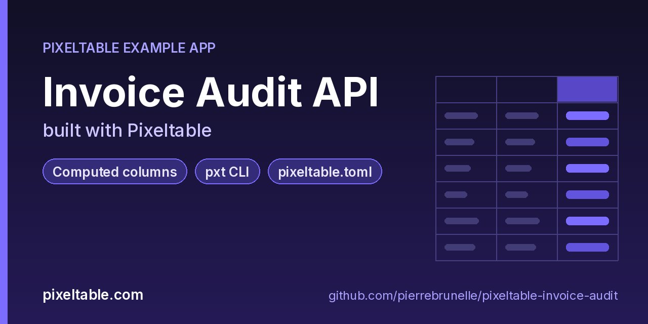 Invoice Audit API built with Pixeltable