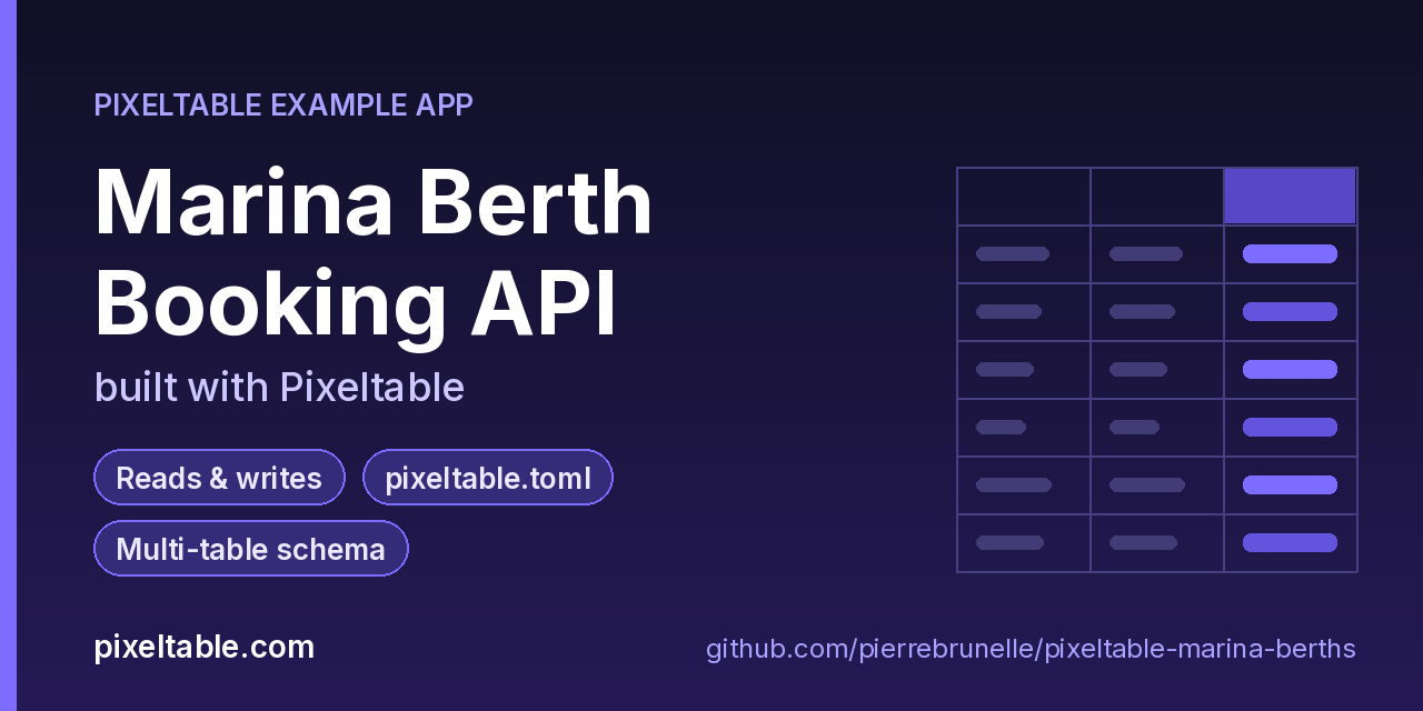 Marina Berth Booking API built with Pixeltable