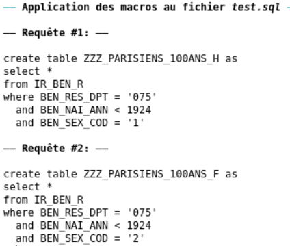 résultat après exécution des requêtes