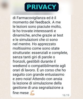 Chat studente Pharma Pro Net (dati oscurati)