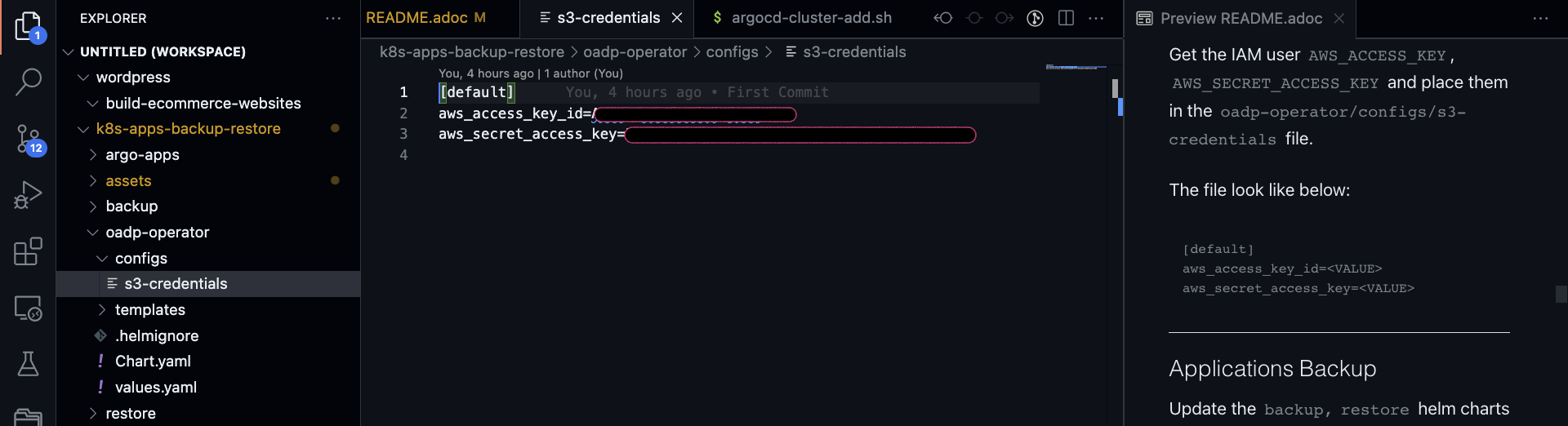 Helm Chart - AWS S3 Credentials