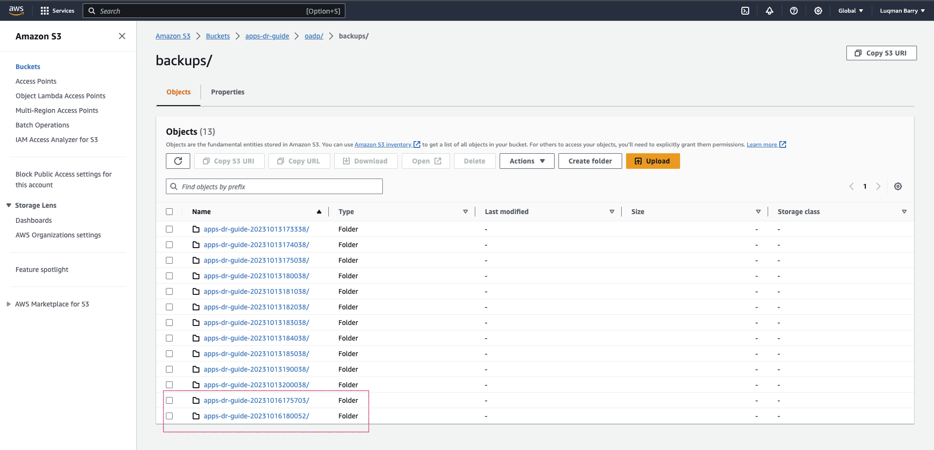 OCP Console - OADP Backup S3