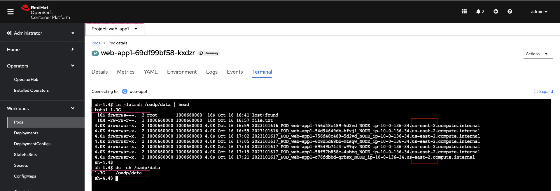 ROSA - Backup web-app1