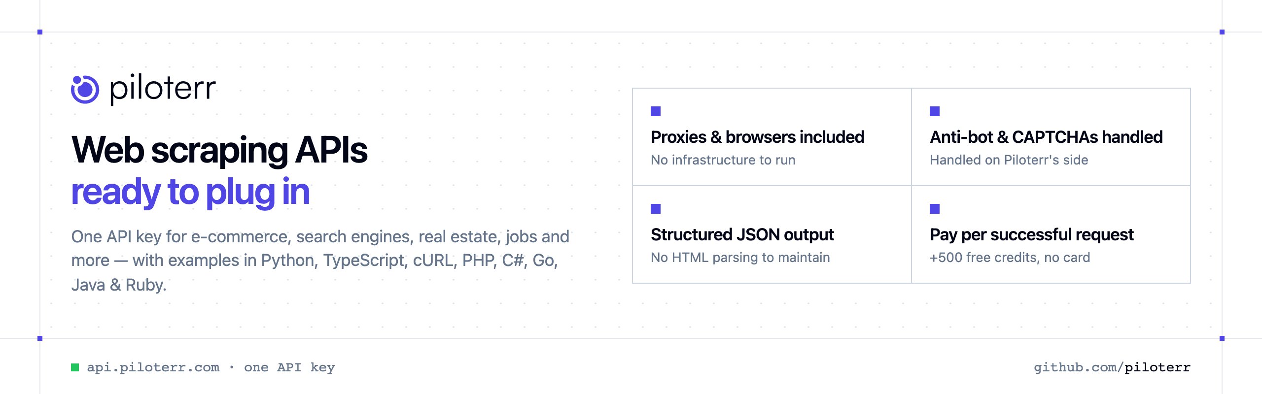 Piloterr – web scraping APIs ready to plug in: proxies, anti-bot and JSON included