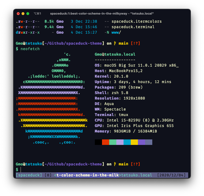 Terminal screenshot of iTerm2 terminal with neofetch program ran