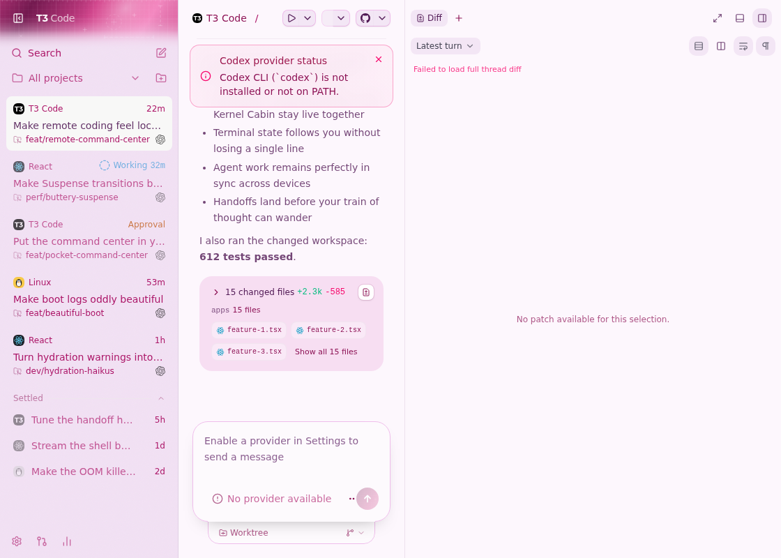 after in light mode: changed-files stats remain readable beside the icon-only diff action