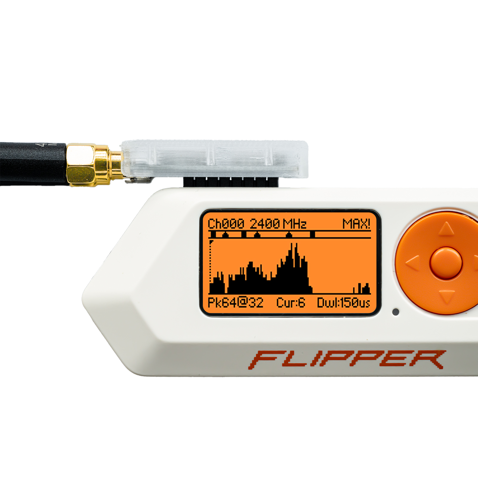 PINGEQUA RF Lab Channel Scanner running cleanly — live 2.4 GHz spectrum, no black screen