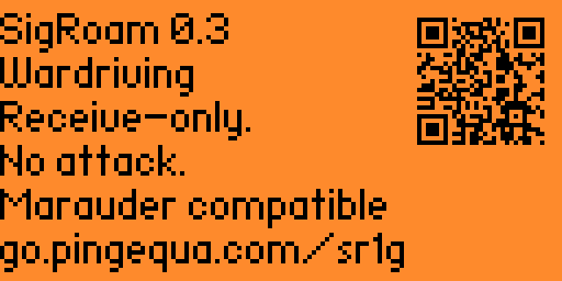 SigRoam about screen stating receive-only, no attack, Marauder compatible
