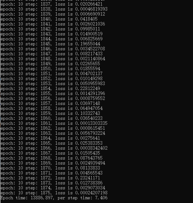训练10个epoch