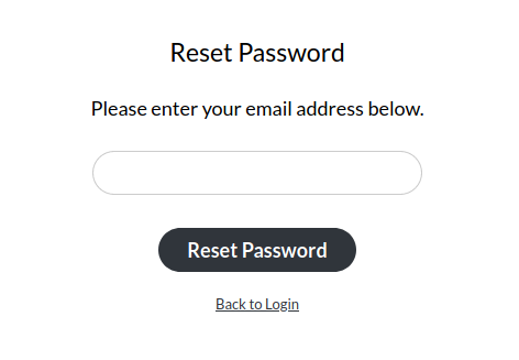 Image of password reset from login screen