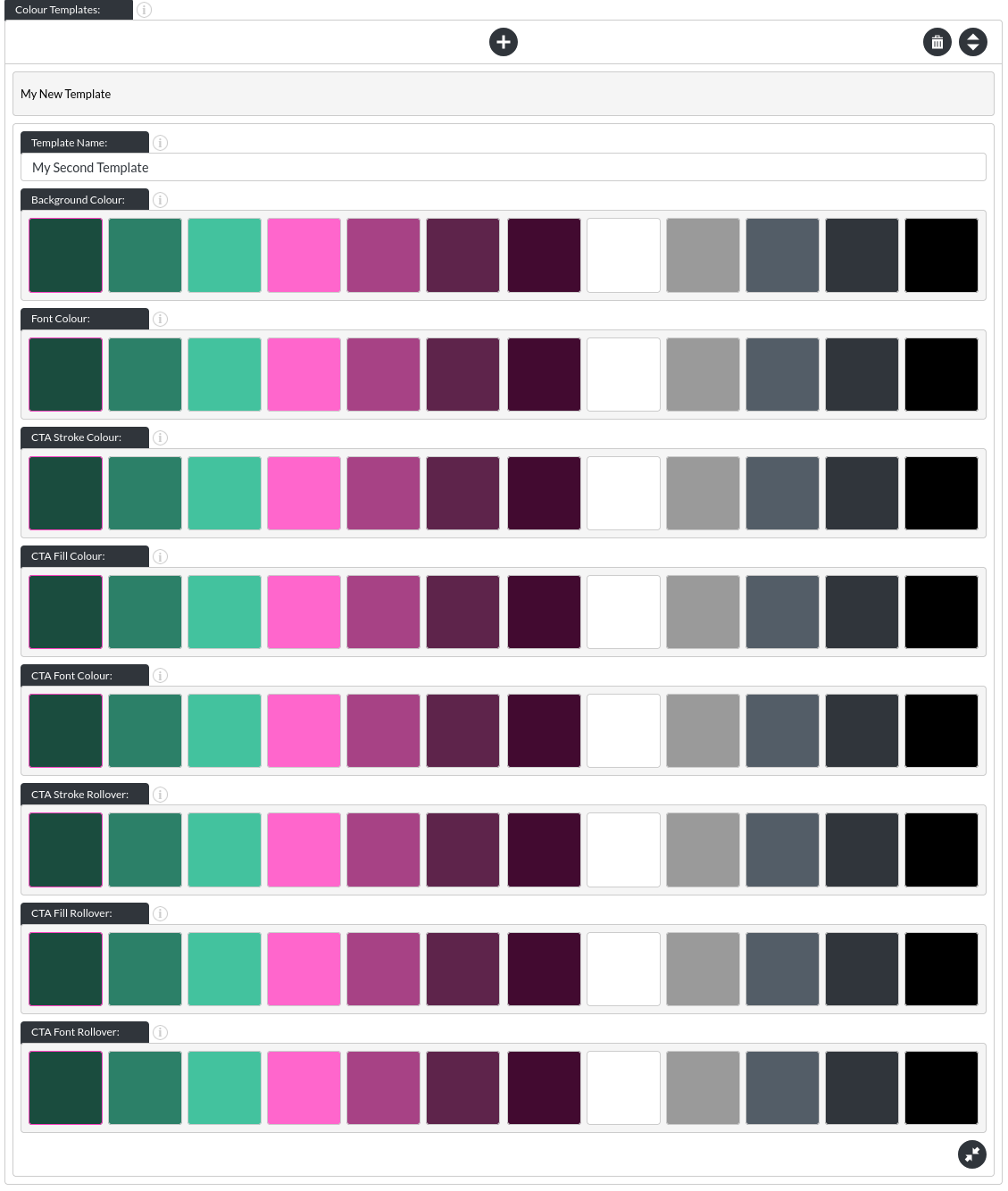 Image of the colour templates functionality