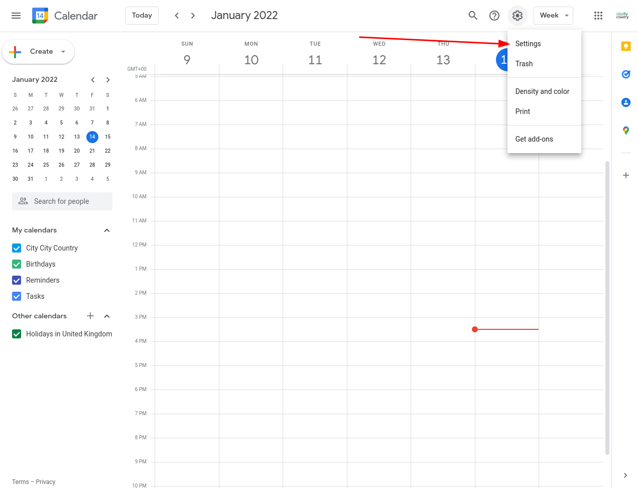 Image of the calendar - hotel bookings module, showing Google's login screen