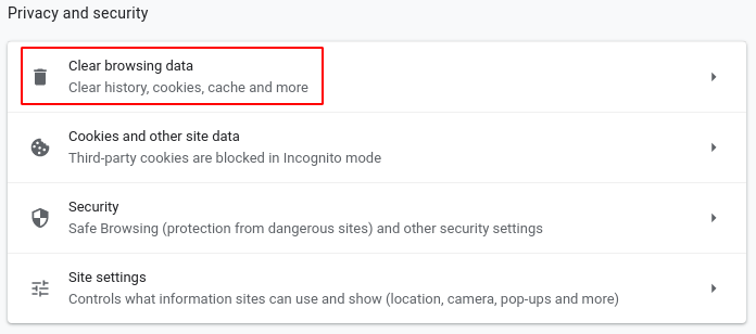 Image of Chrome - clear cache
