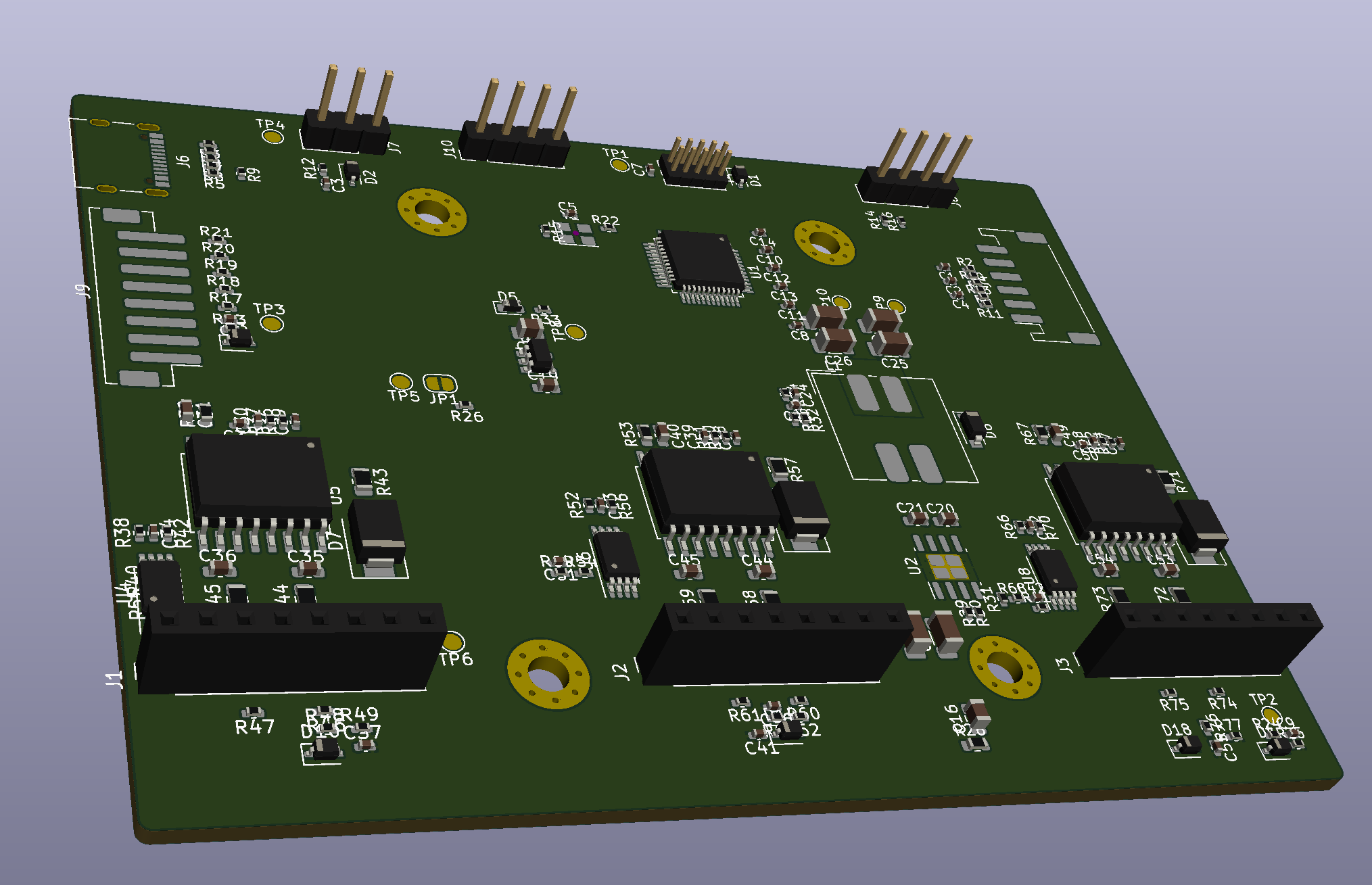An initial 3D render of the board.