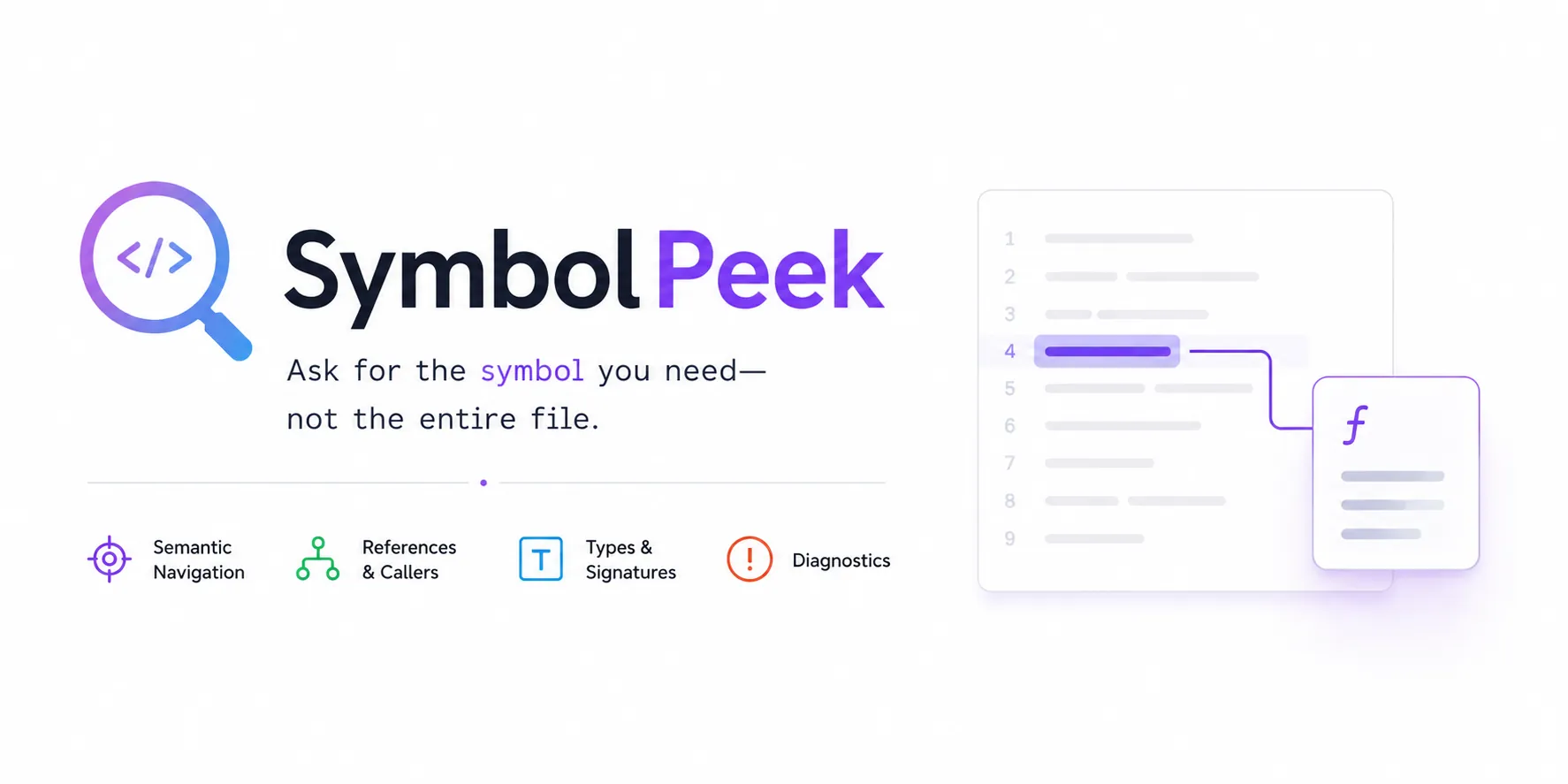 SymbolPeek — ask for the symbol you need, not the entire file
