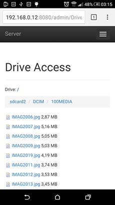 HTTP back-office drive access