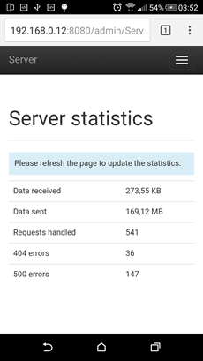 HTTP back-office server statistics