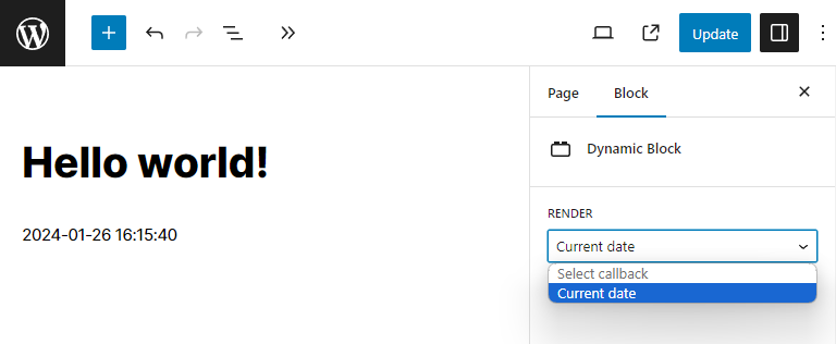 Dynamic block in WordPress block editor view