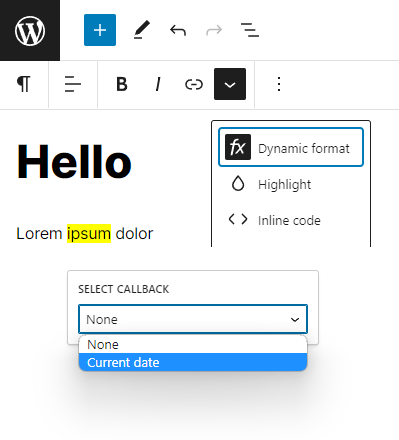 Dynamic format in WordPress block editor view