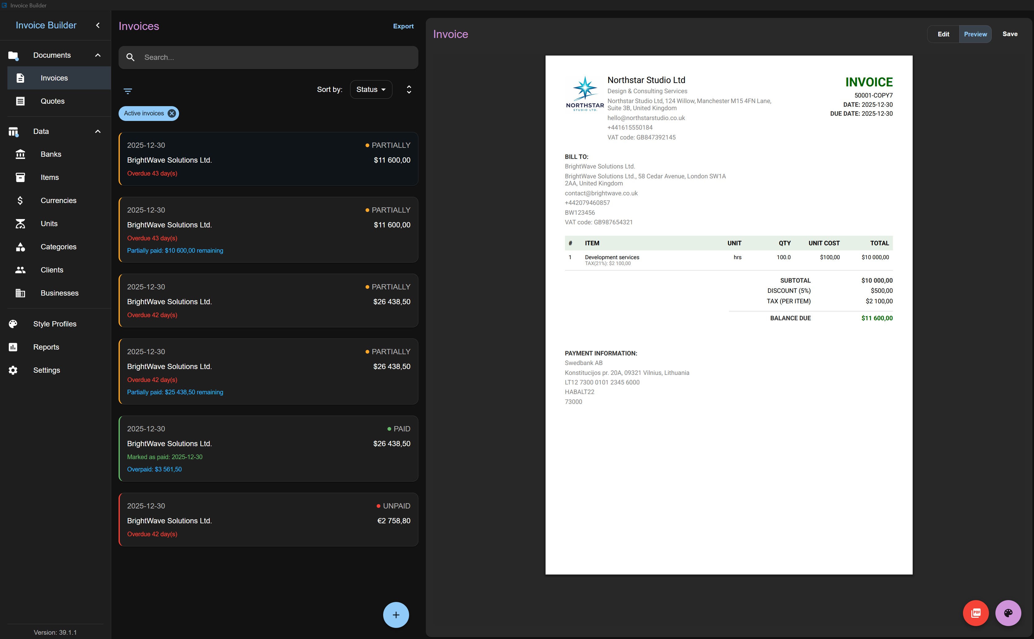 Invoice PDF Preview