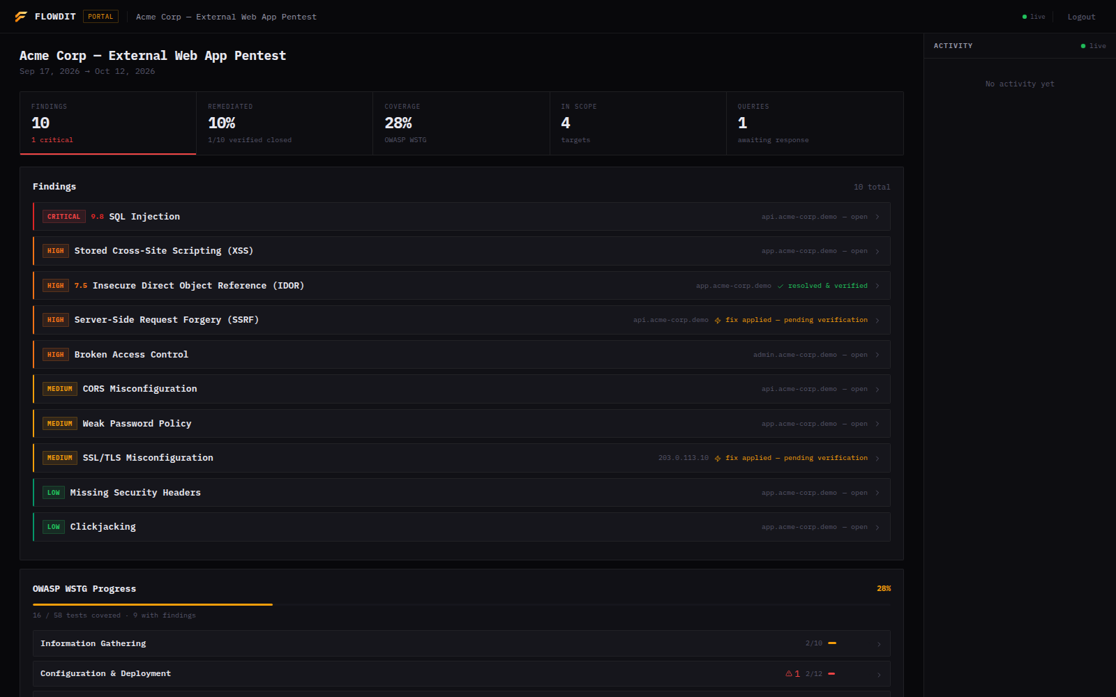 Read-only client portal