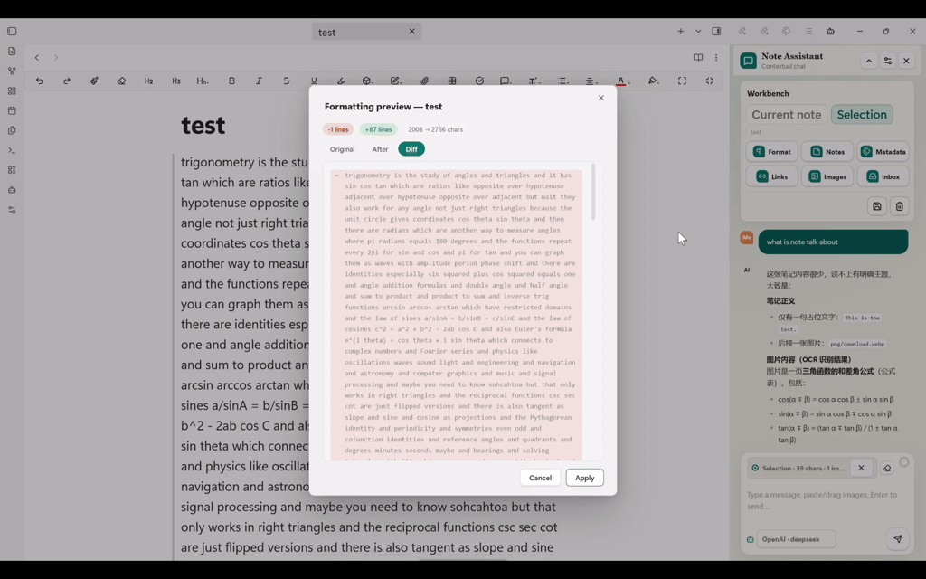 Formatting workflow with preview and diff
