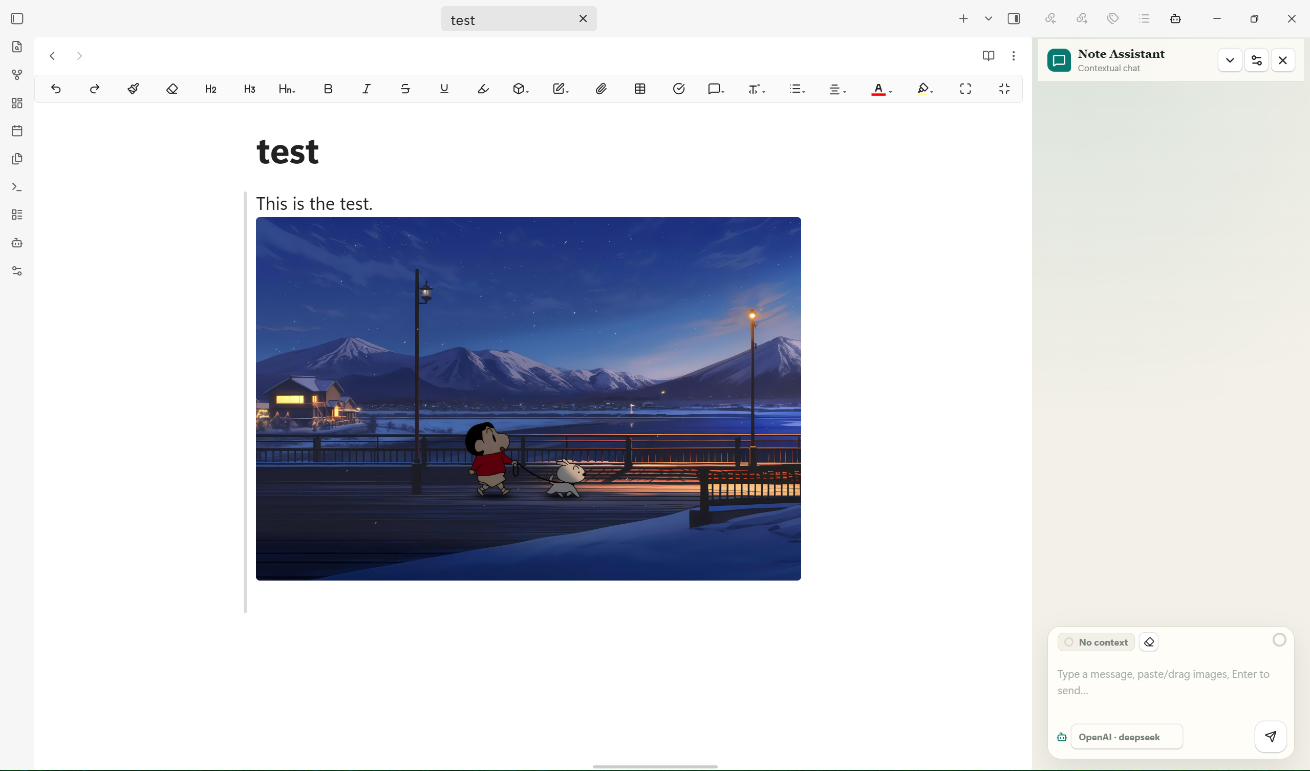 A note image available to contextual chat
