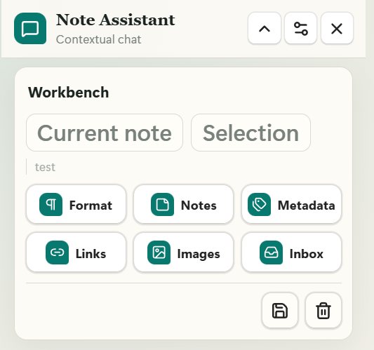 Collapsible AI Organizer workbench