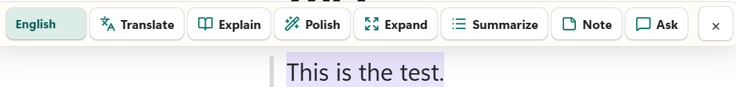 Floating toolbar for selected text