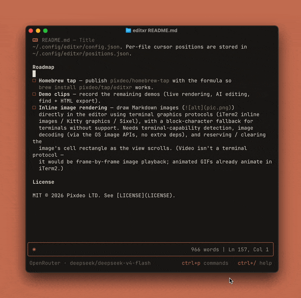 Live Markdown rendering