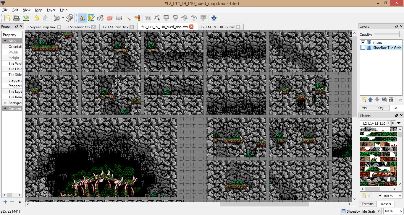 Mixed level parts editing in Tiled split in Shoebox