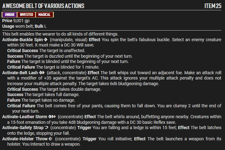 Item Example Formatted
