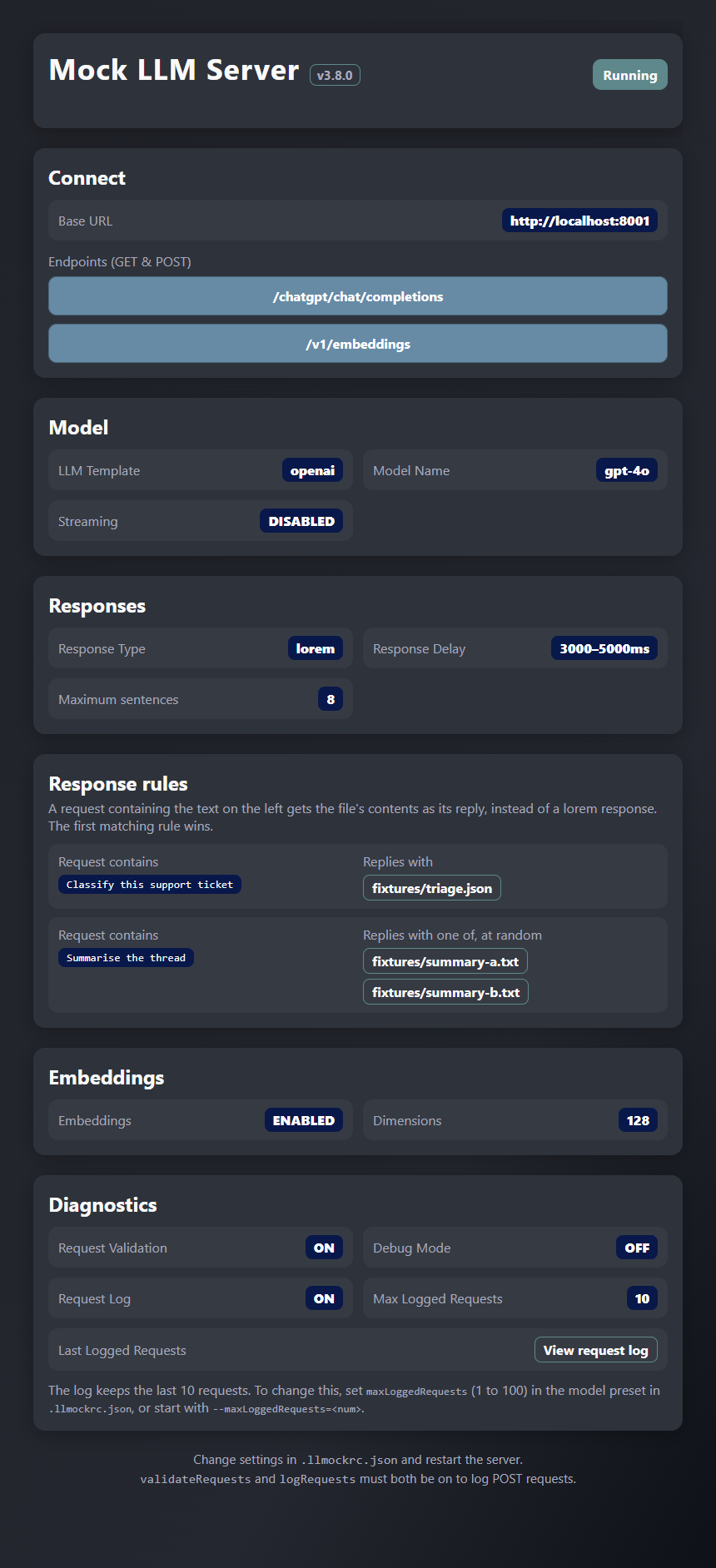 LLM Mock Server Page