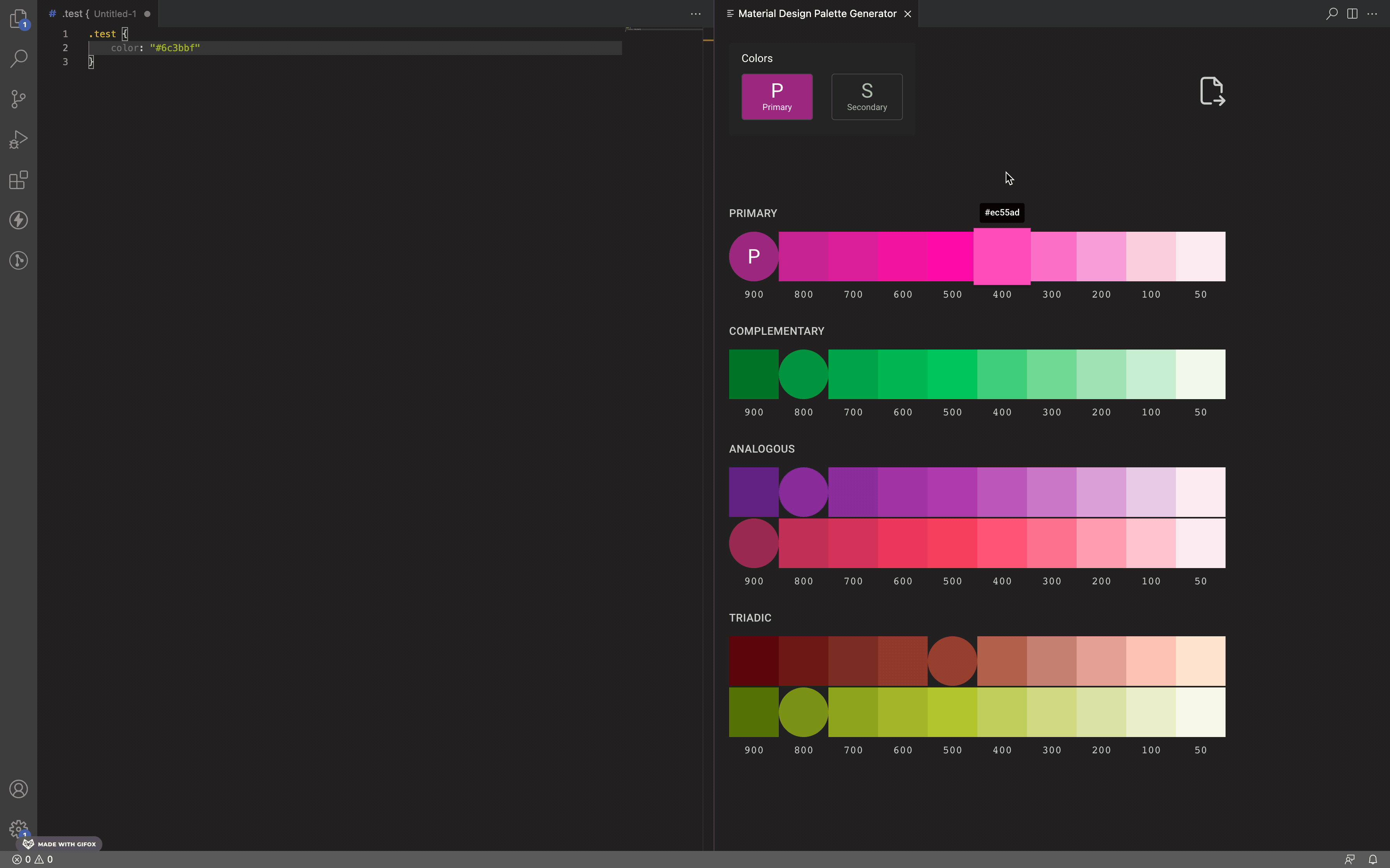 Get secondary color palette based on the provided secondary color