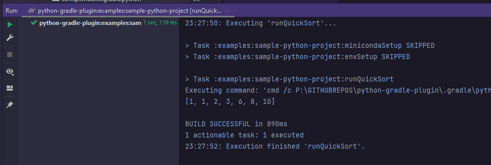 Quick Sort Python Script run