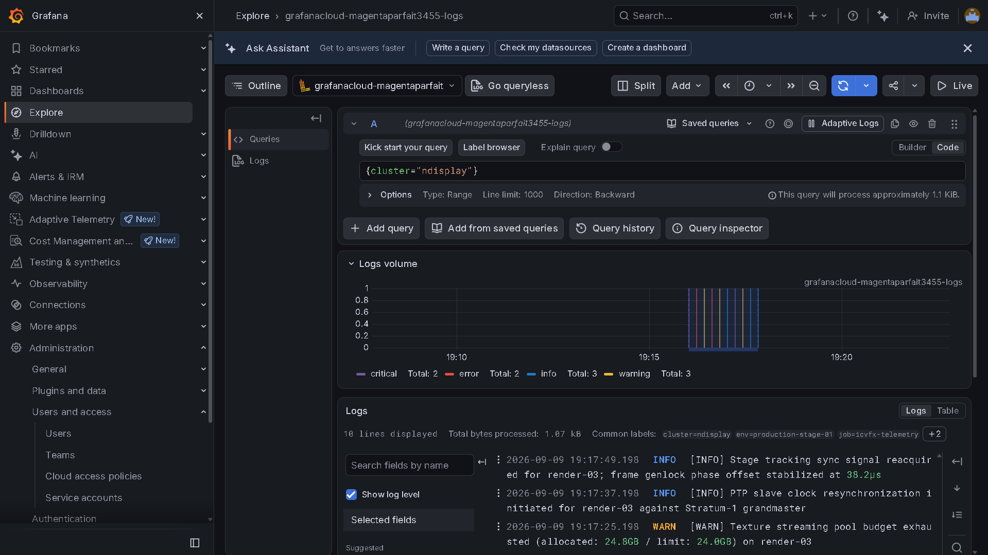 Grafana Cloud Loki Explorer