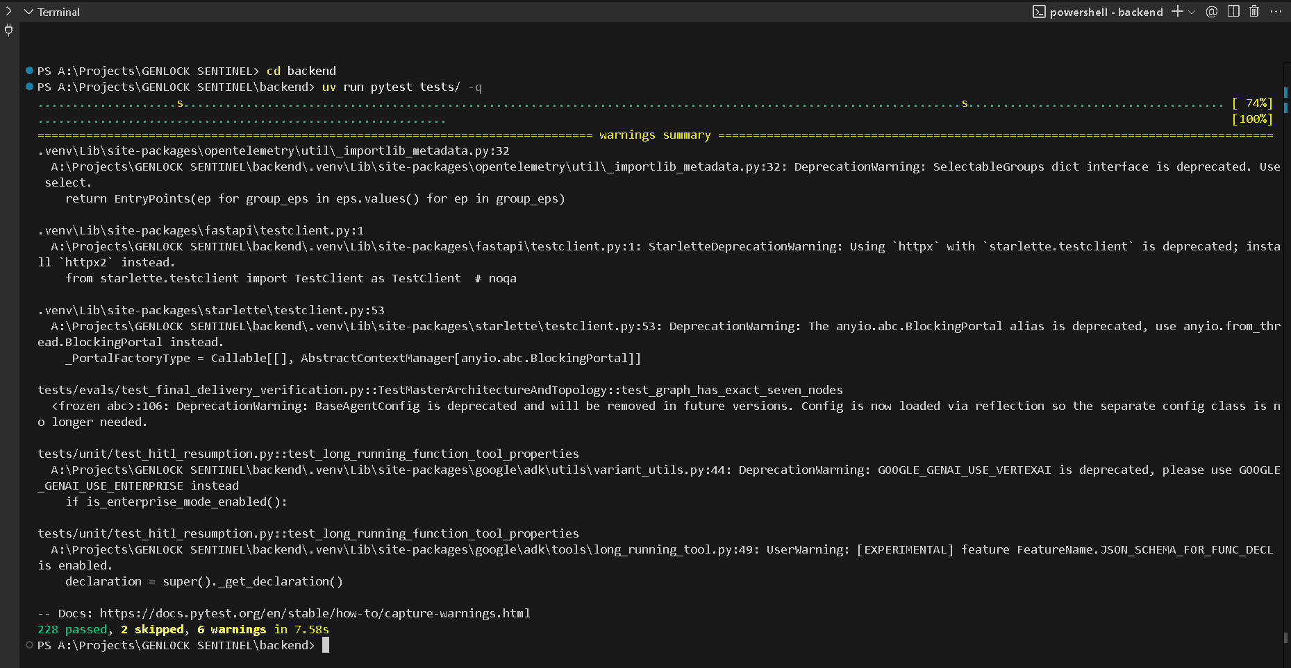 228 Tests Passing Terminal Proof