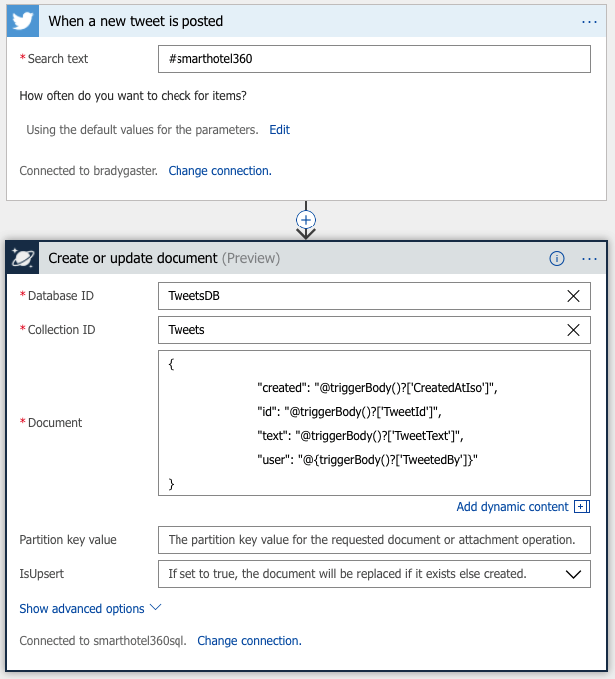 Adding the create or update document step