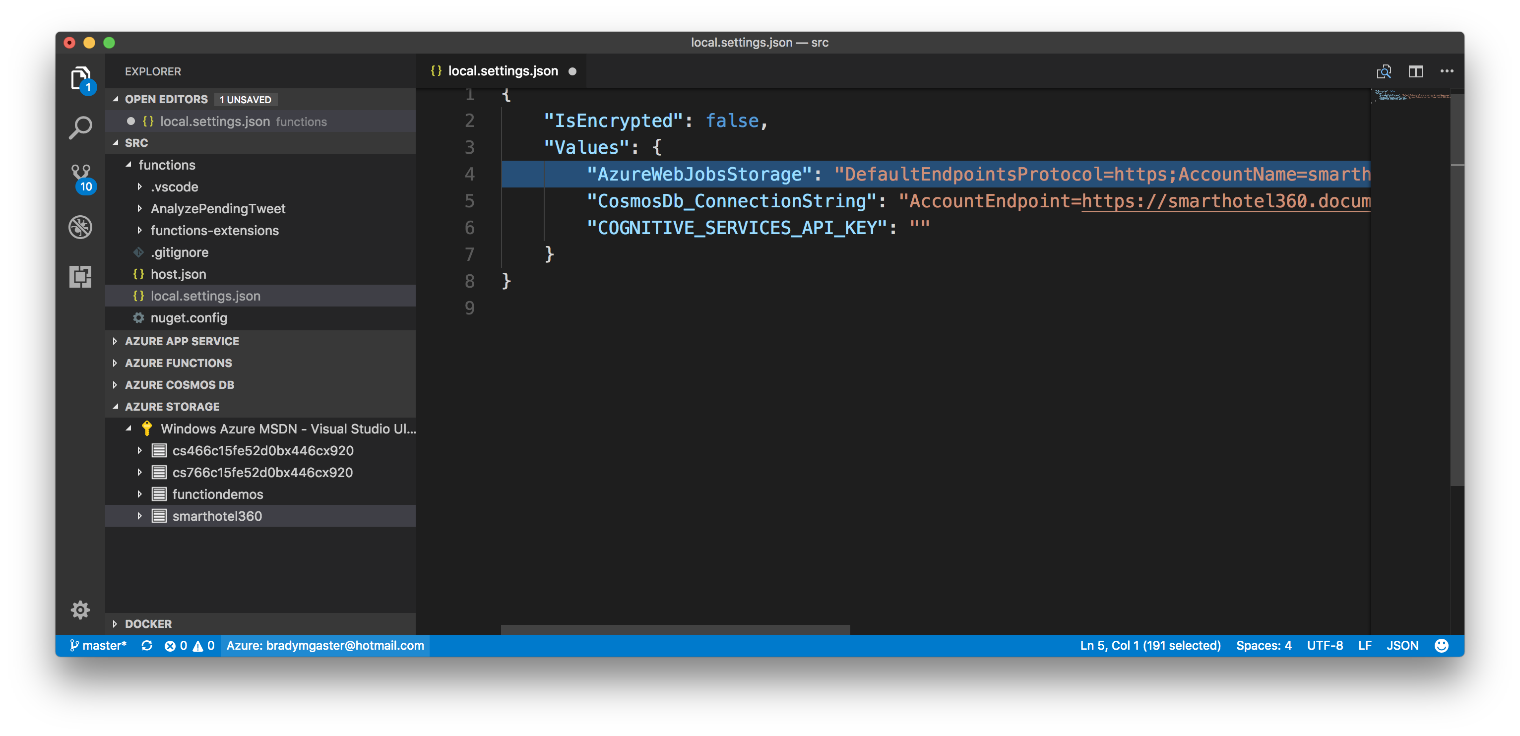 Paste storage connection string