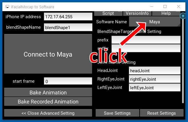 Click the 'Maya' button.