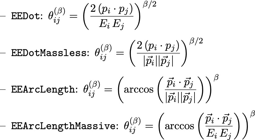 EE pairwise distance measures