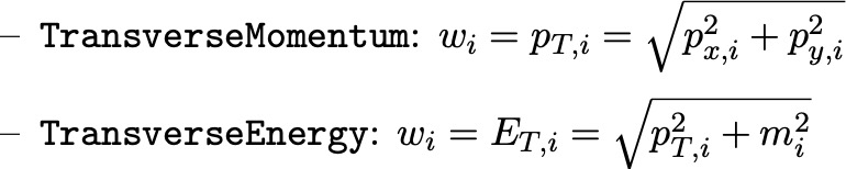 Hadronic particle weights