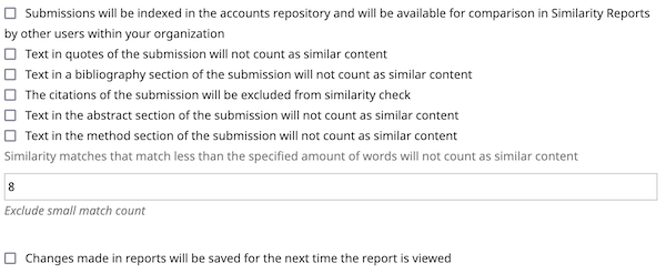 Available Similarity Check Options