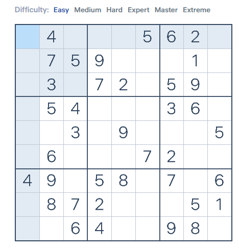 Sample Sudoku Puzzle