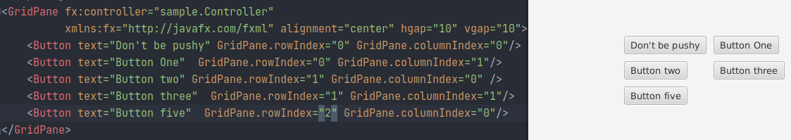 GridPane positioning