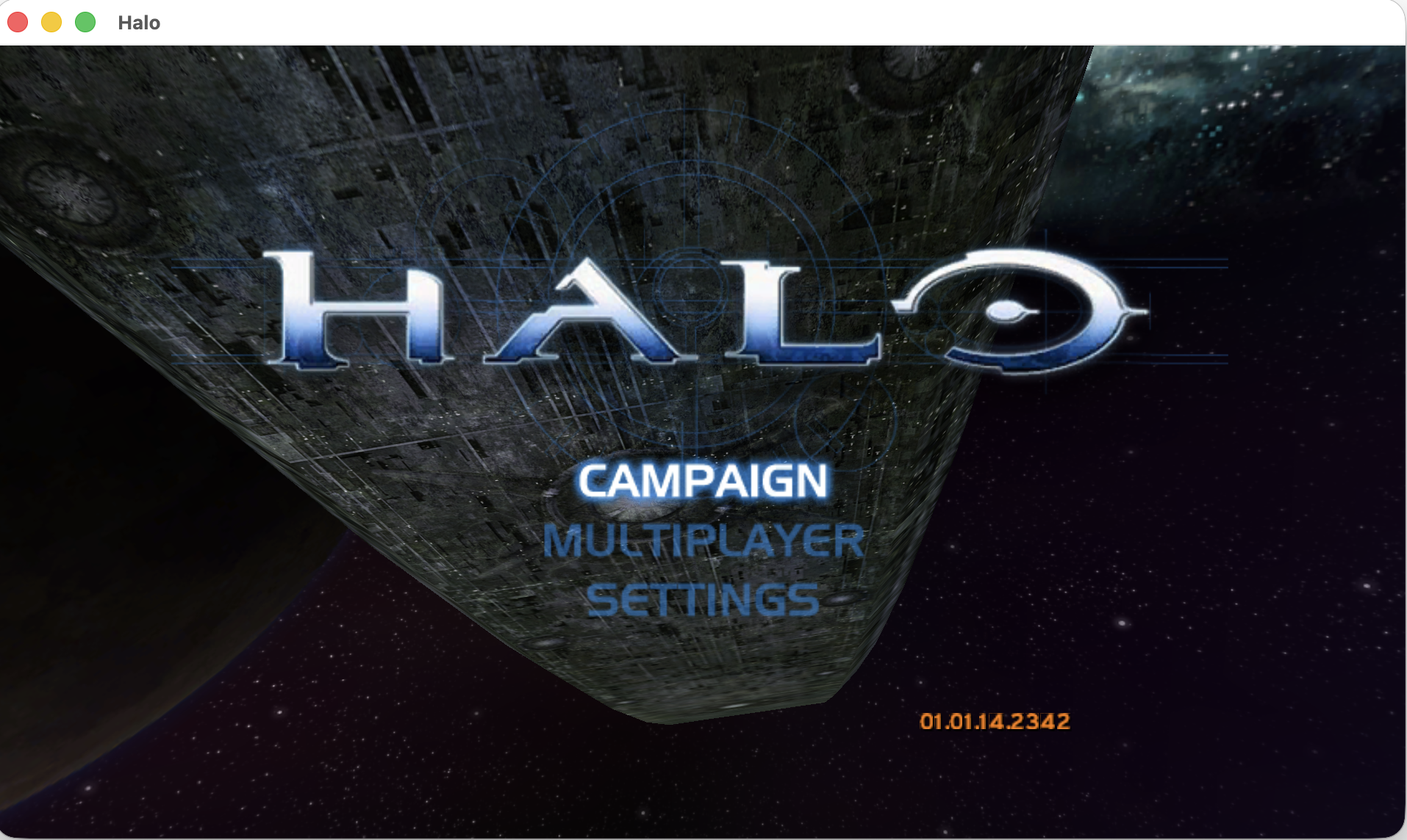 Halo Combat Evolved main menu on macOS