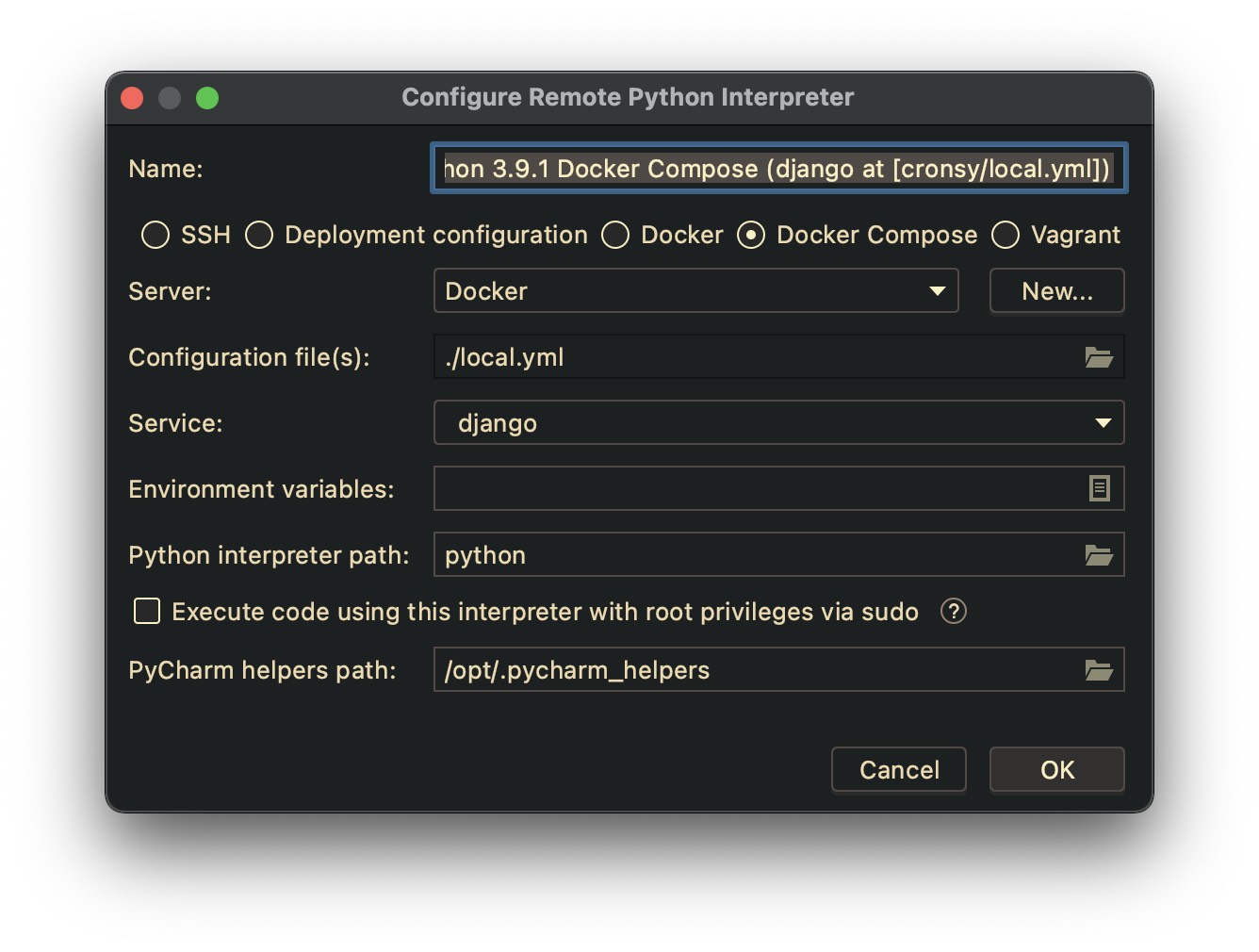 Configure Remote Python Interpreter