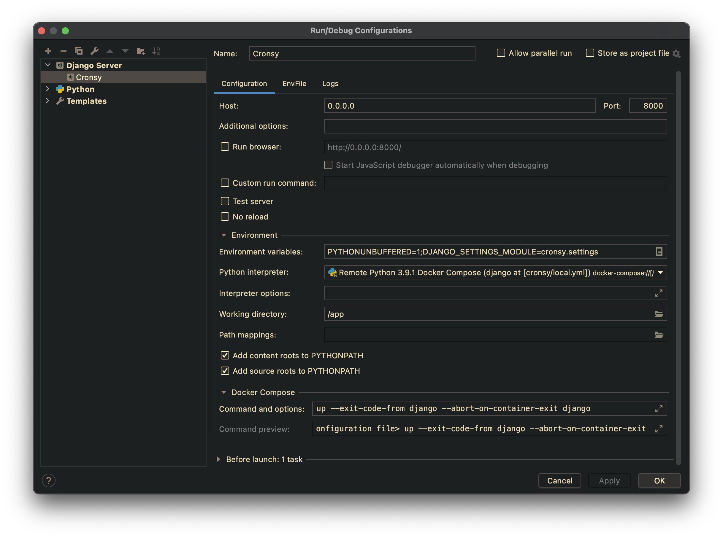 Django Run Configuration